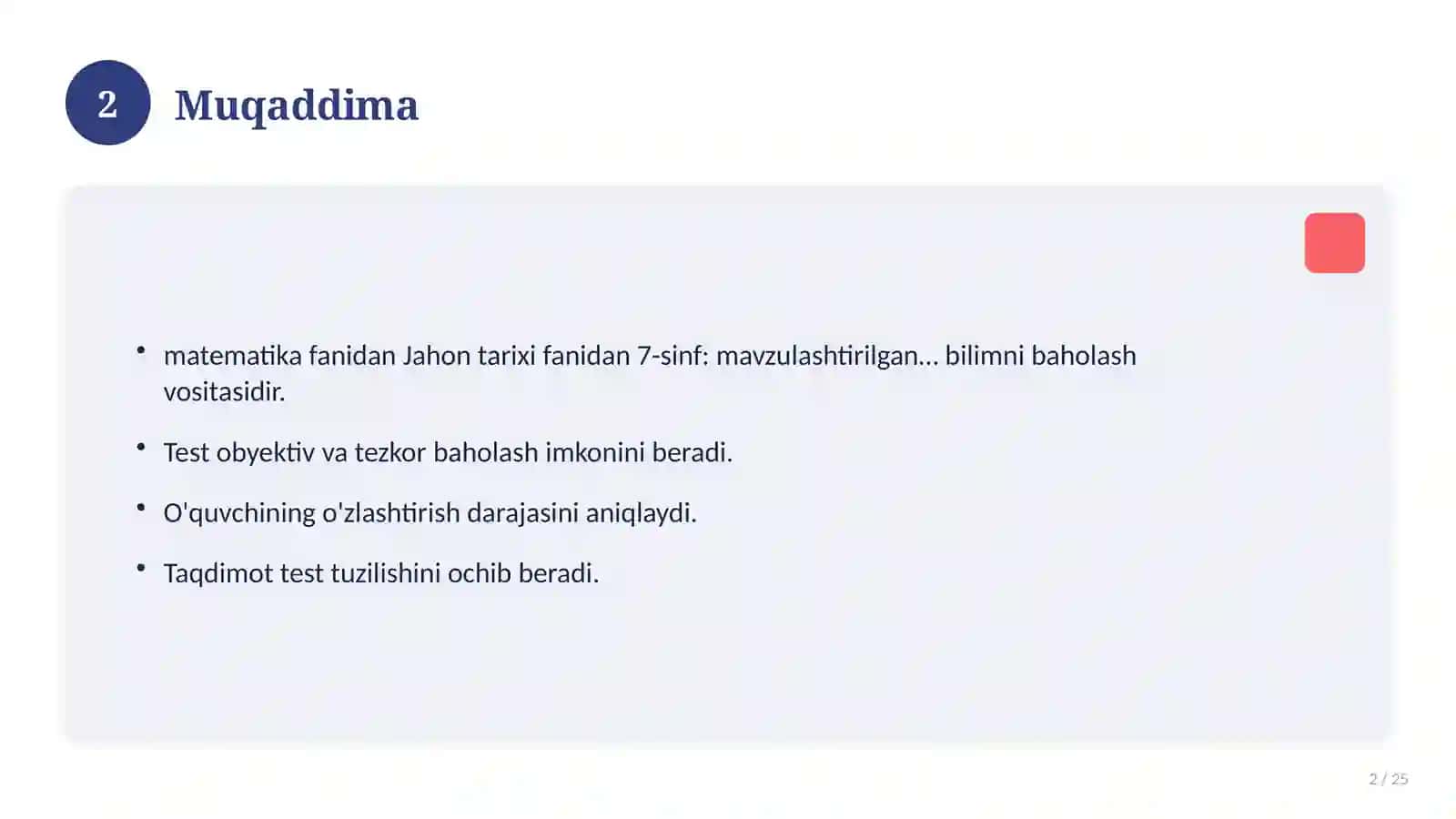Jahon tarixi fanidan 7-sinf: mavzulashtirilgan nazorat ishi va tahlil 2