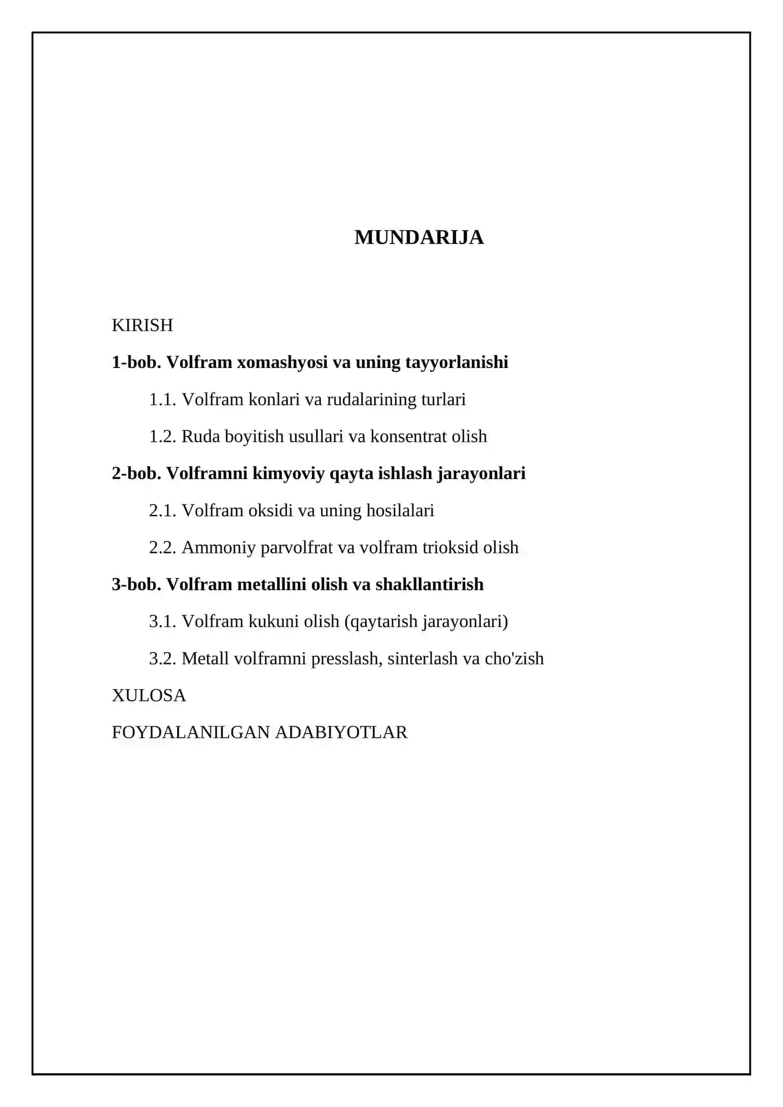 Volfram ishlab chiqarish texnologiyasi 2