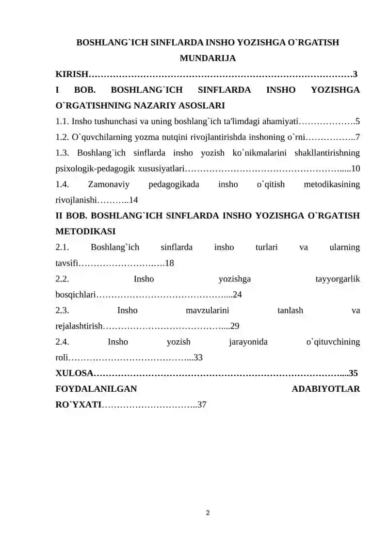 Boshlang`ich sinflarda insho yozishga o`rgatish kursi 2