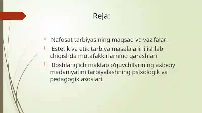Boshlang’ich sinf o’quvchilariga nafosat tarbiyasini berishda pedagogik etika 2