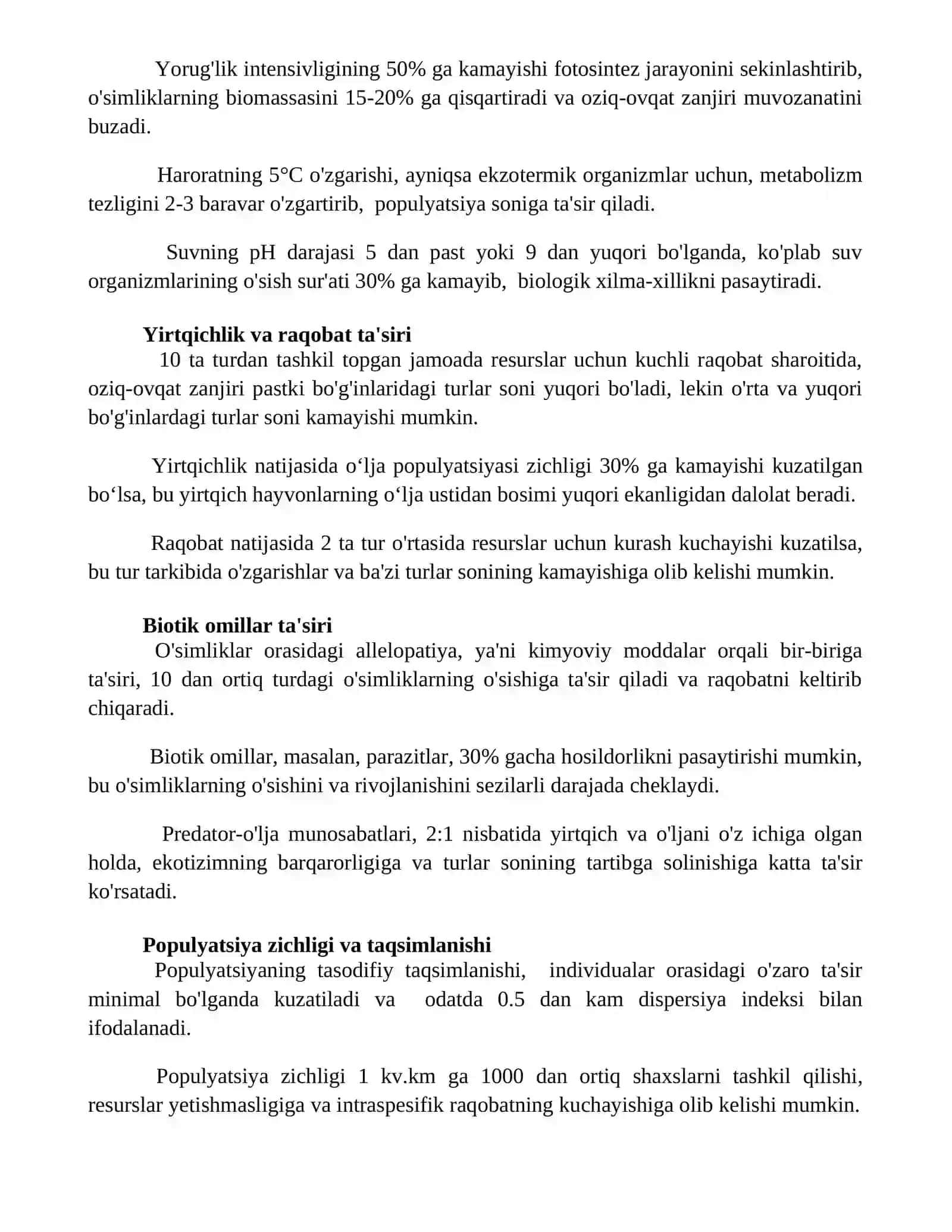 Turli ekologik omillarning tirik organizmlarga ta’sir etish mexanizmlari 2