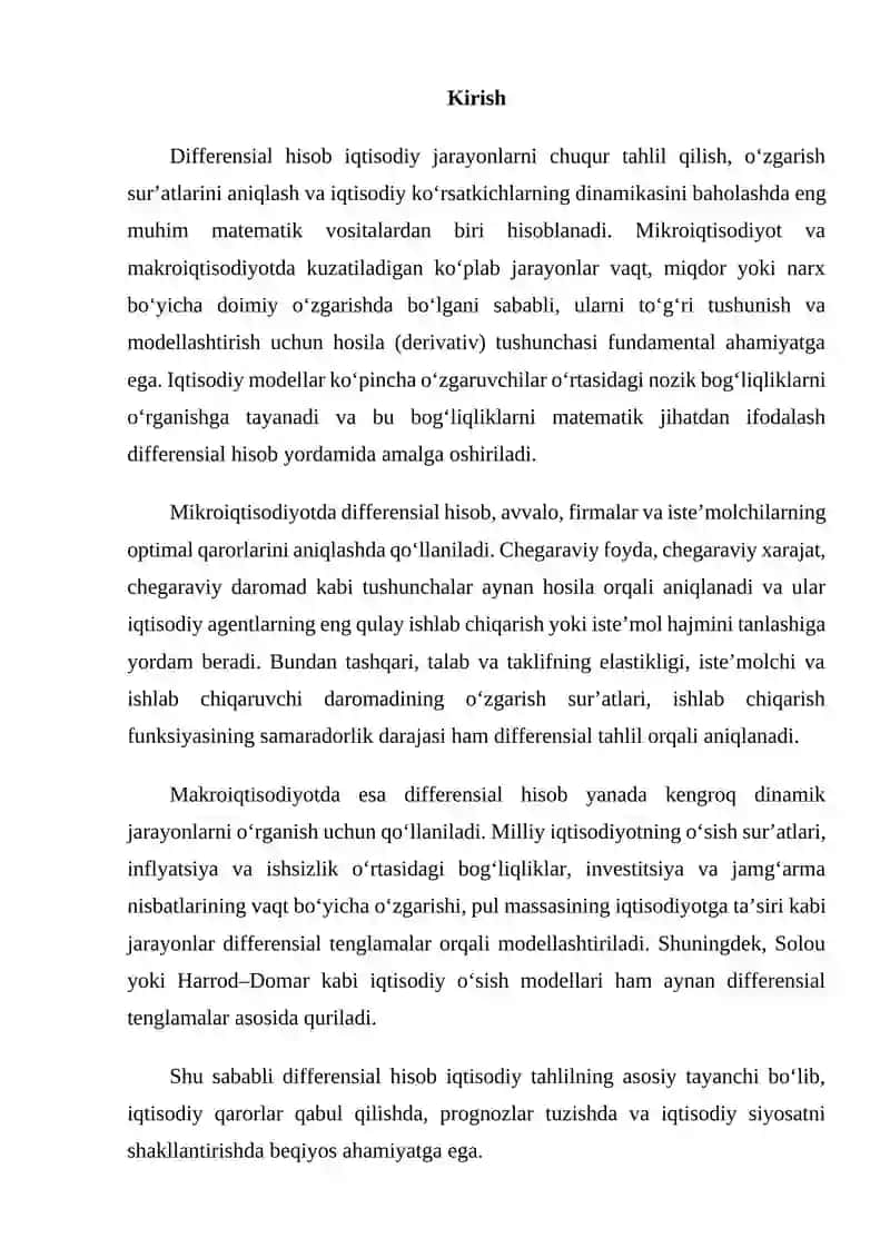 Mikroiqtisodiyot va makroiqtisodiyotda differensial hisob tatbiqlari 2