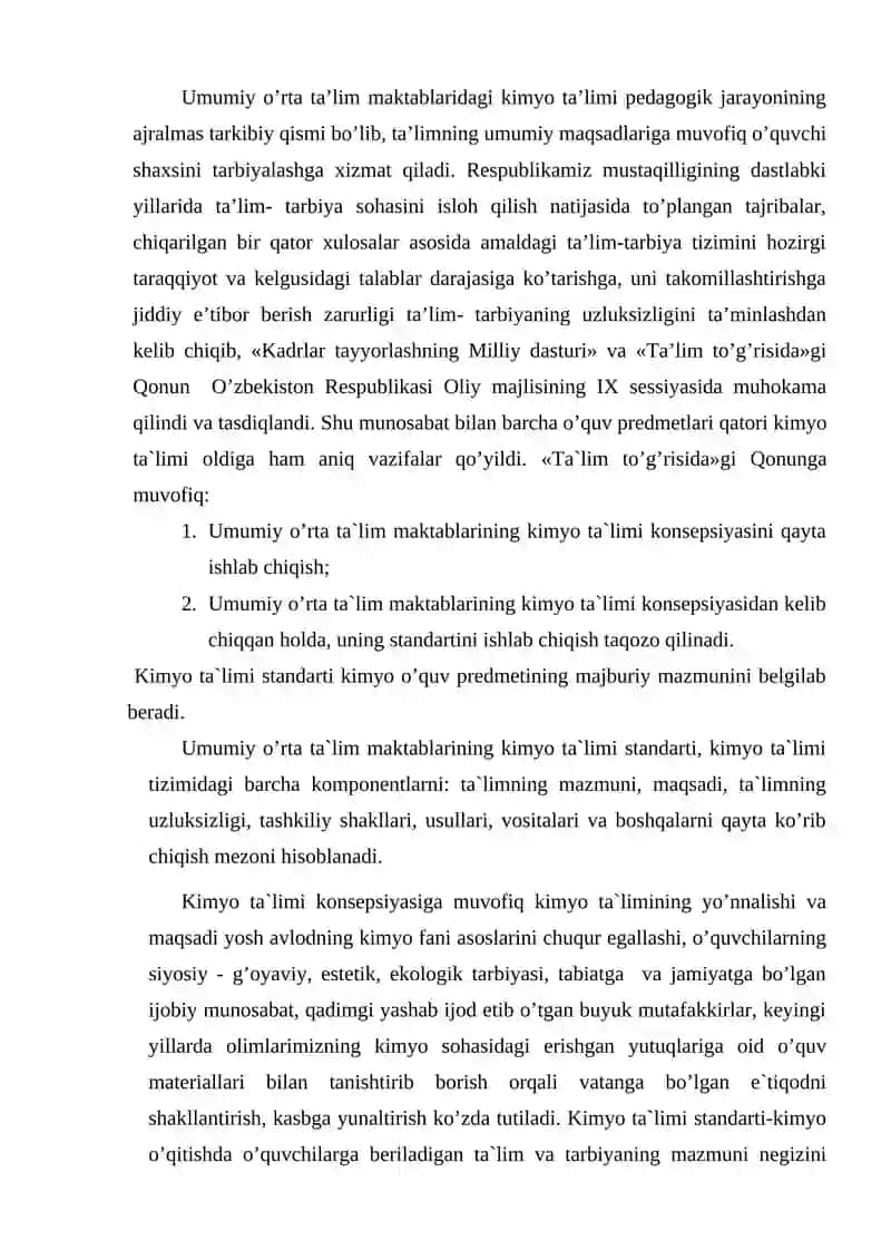 Kimyo ta’limining maqsad va vazifalari 2
