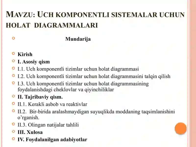 Uch komponentli sistemalar uchun holat diagrammalari 2