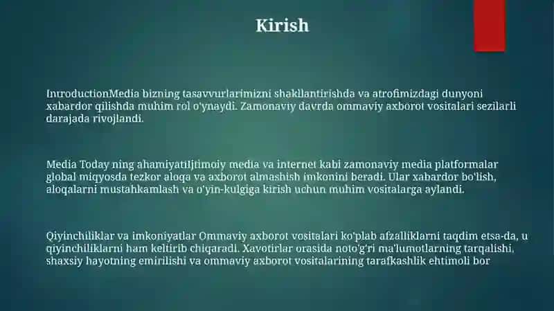 Zamonaviy Bosqichda Medianing O‘Rni 2