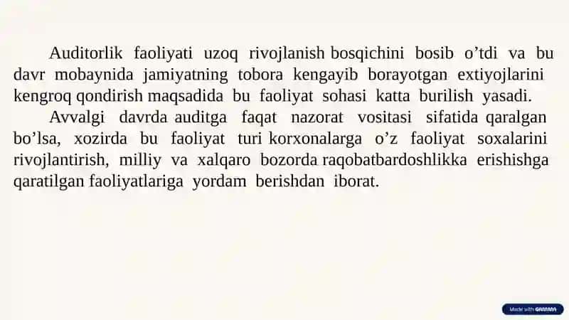AUDITORLIK TEKSHIRUVINING TURLARI VA SHAKLLARI 2