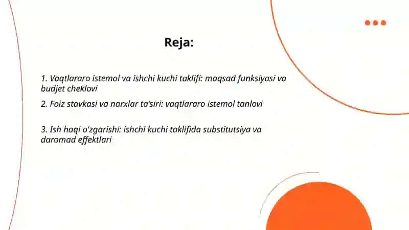 Vaqtararo istemol va ishchi kuchi taklifi 2