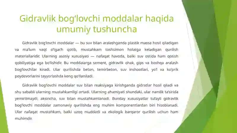 Gidravlik bog‘lovchi moddalar. Ohakni ishlab chiqarish usullari, afzallik va kamchiliklari 2