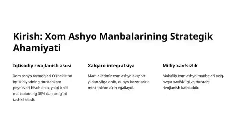 Xom Ashyo Manbai va Uni Joylashtirish 2