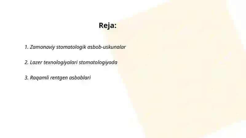 Zamonaviy stomatalogik dastaklar 2