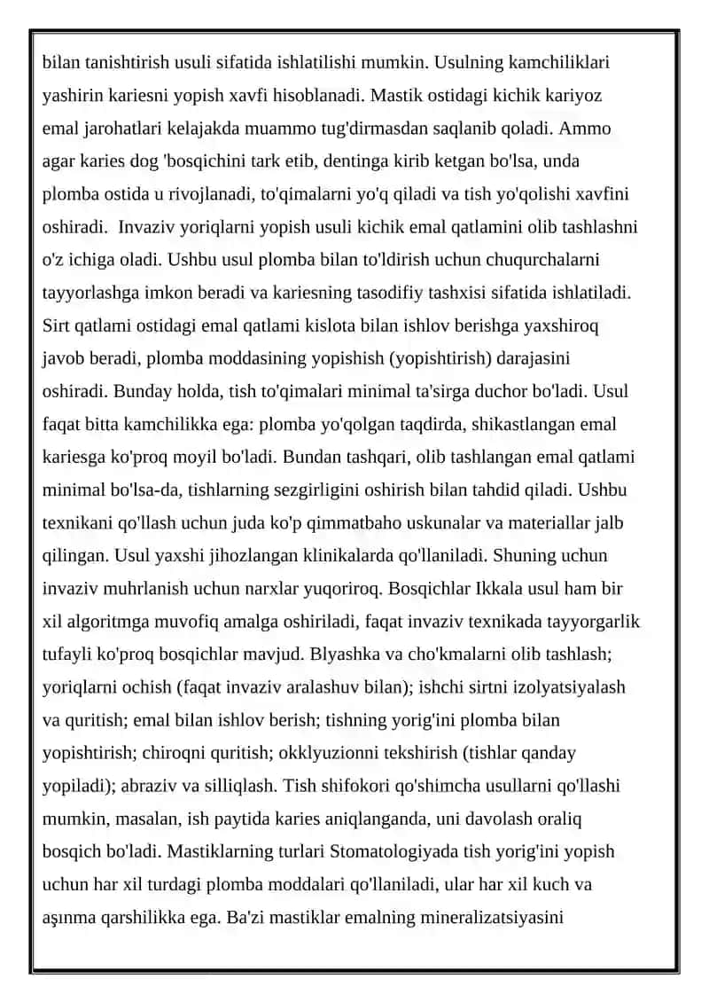 Yoriqlarni yopish - kariesning birlamchi profilaktikasi usuli 2