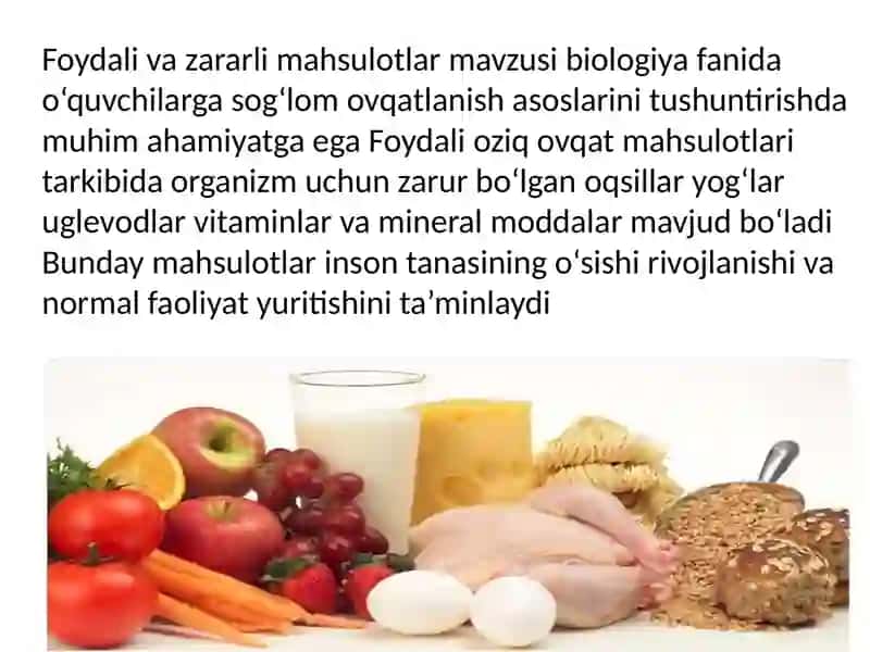 Foydali va zararli mahsulotlar 2