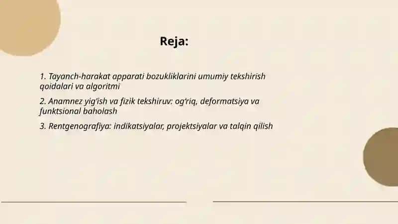 Tayanch harakat apparati shikastlanishlari va kasalliklari bo'lgan bemorlarni tekshirish va tashhislash usullari 2