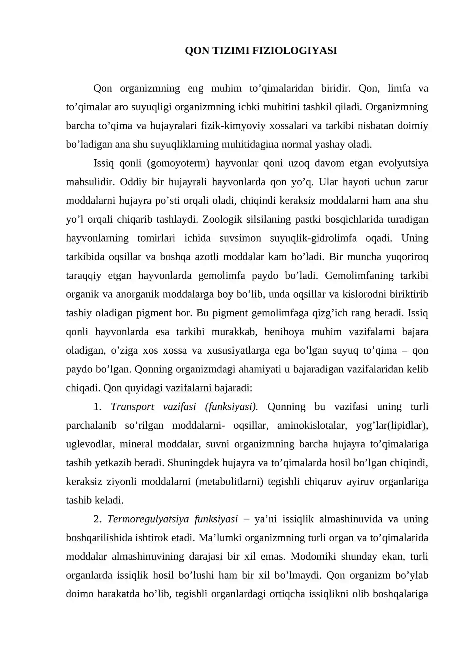 Qon tizimi fiziologiyasi 2