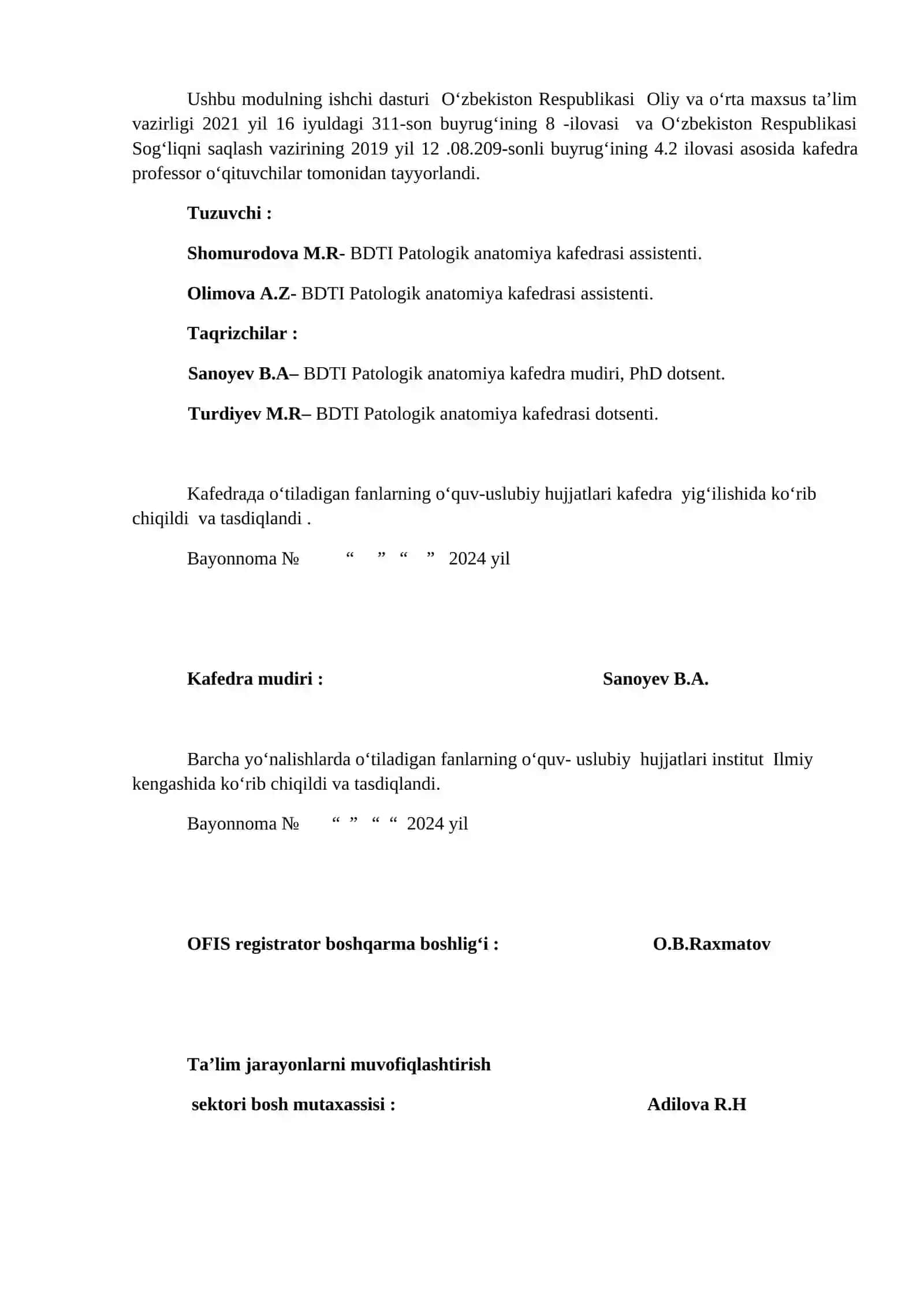 PATOLOGIK ANATOMIYA ISHCHI MODUL DASTURI 2