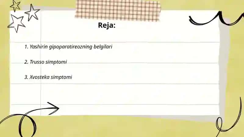 Yashirin gipoparatireoz tashxislay olish ( Trusso va Xvosteka simptomlari) 2