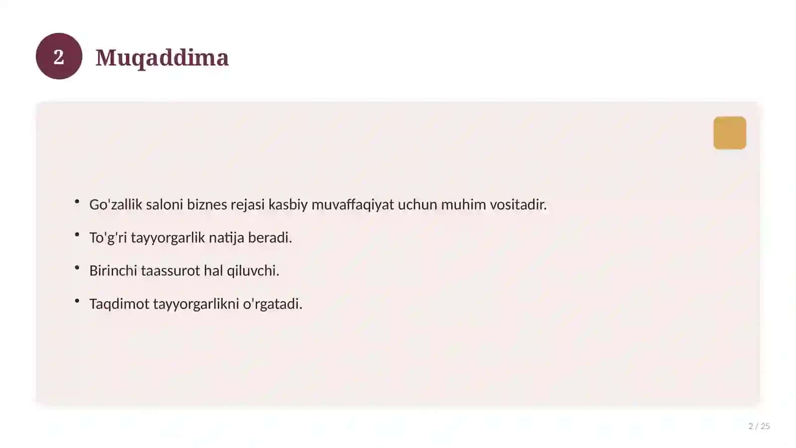 Go'zallik saloni biznes rejasi 2