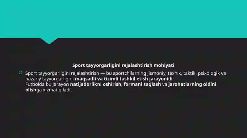Sporttayyorgarliginirejalashtirish 2