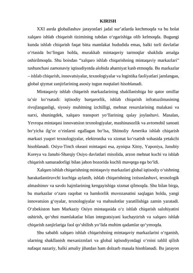 XALQARO ISHLAB CHIQARISHNING MINTAQAVIY MARKAZLARI 2