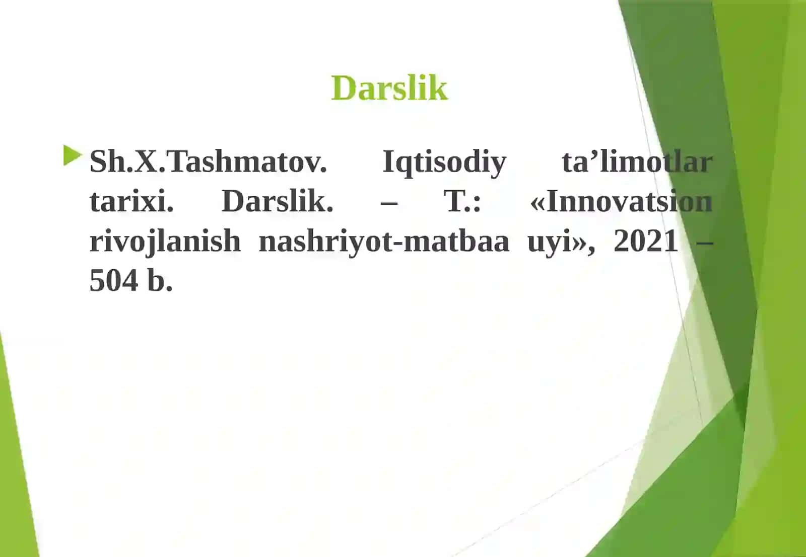 Iqtisodiy ta‘limotlar tarixi 2