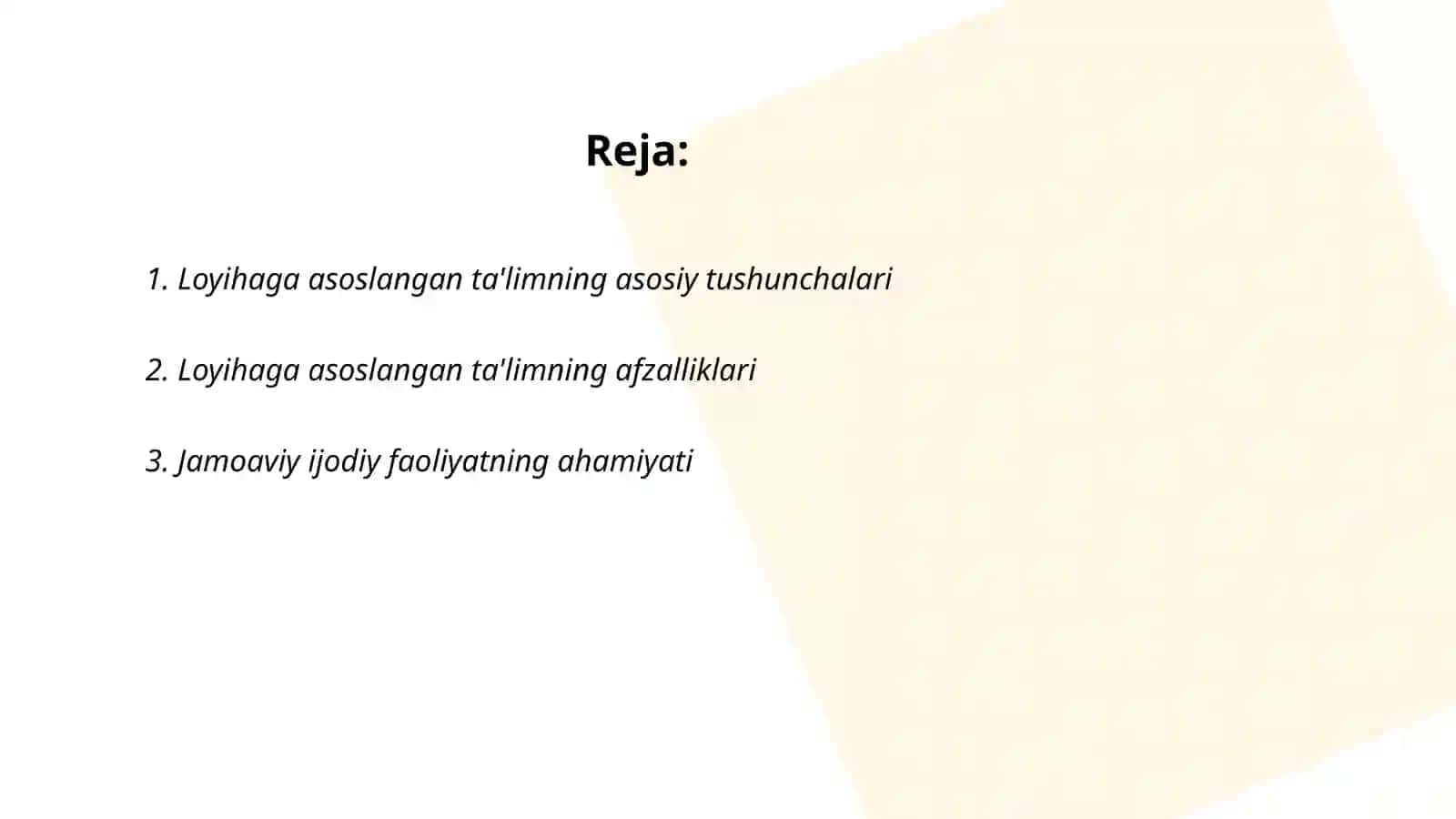 Loyihaga asoslangan taʼlim va jamoaviy ijodiy faoliyat texnalogiyalar 2
