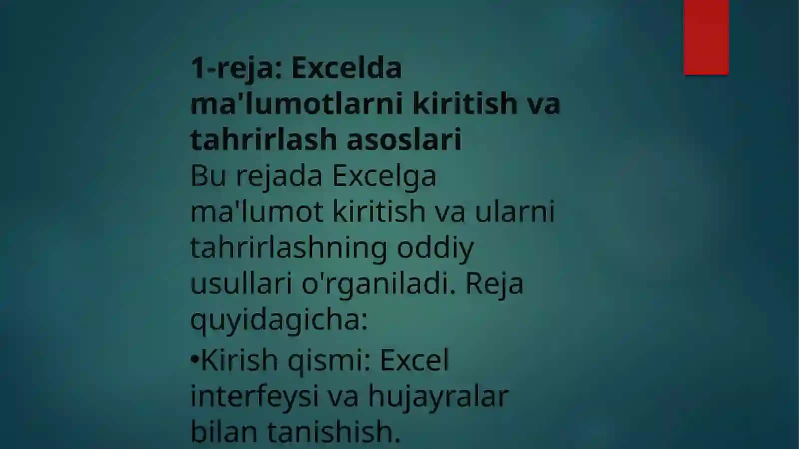 MALUMOTLARNI KIRITISH VA TAHRIRLASH. EXCEL DASTURIDA AVTO TO’LDIRISHLAR VA AVTOHISOBLASHLAR, MATEMATIK VA IQTISODIY MASALALARNI YECHISH 2