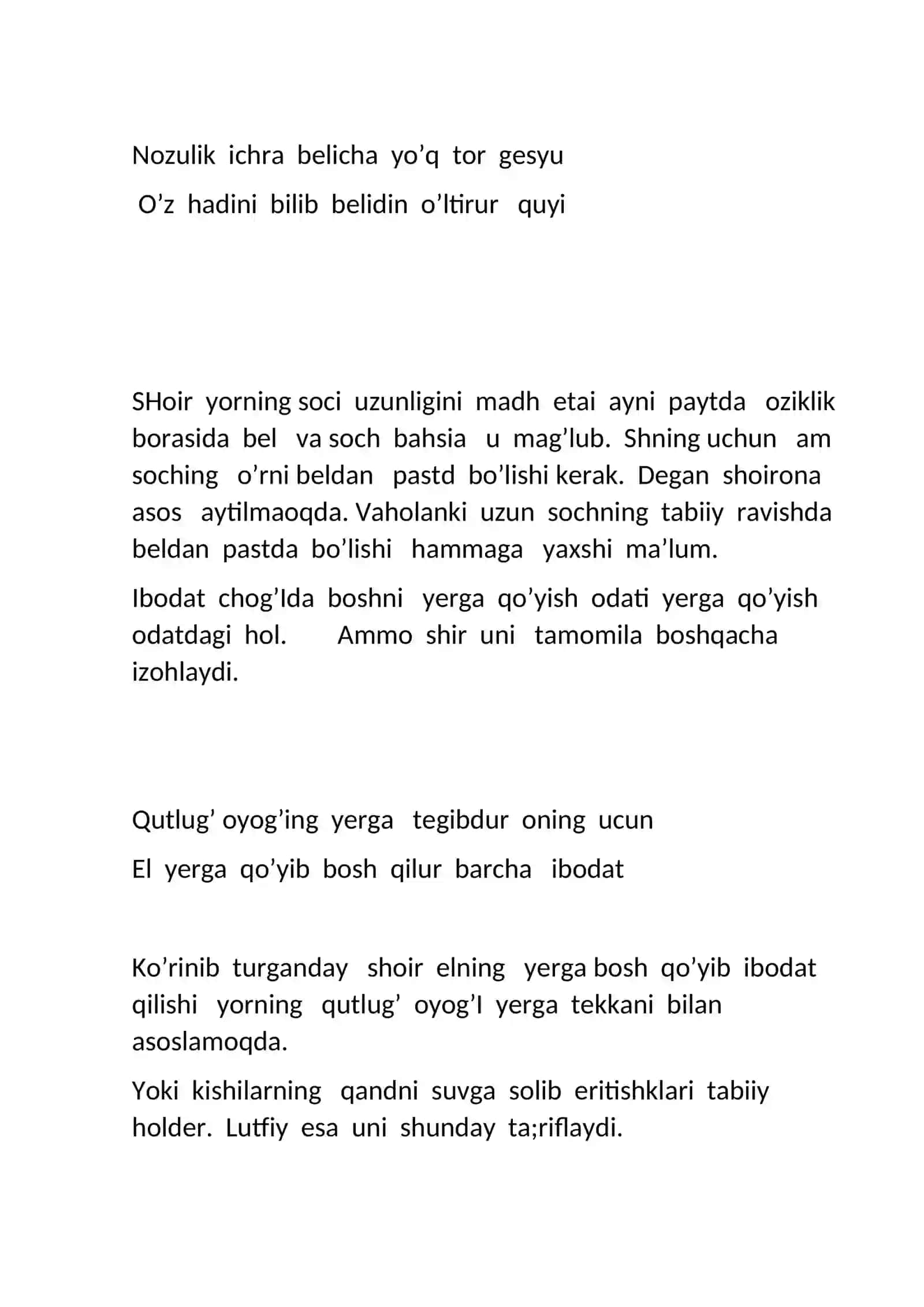 24-Amaliy mavzu. Husni ta’lil va tajnis sa’atning zmoaviy sh’riyatda tutgan o’rni Erkin Vohidov g’azallari misolida 2