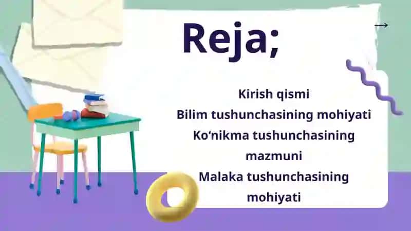 Bilim, ko‘nikma va malakalarini shakllantirish va tashkil etish 2