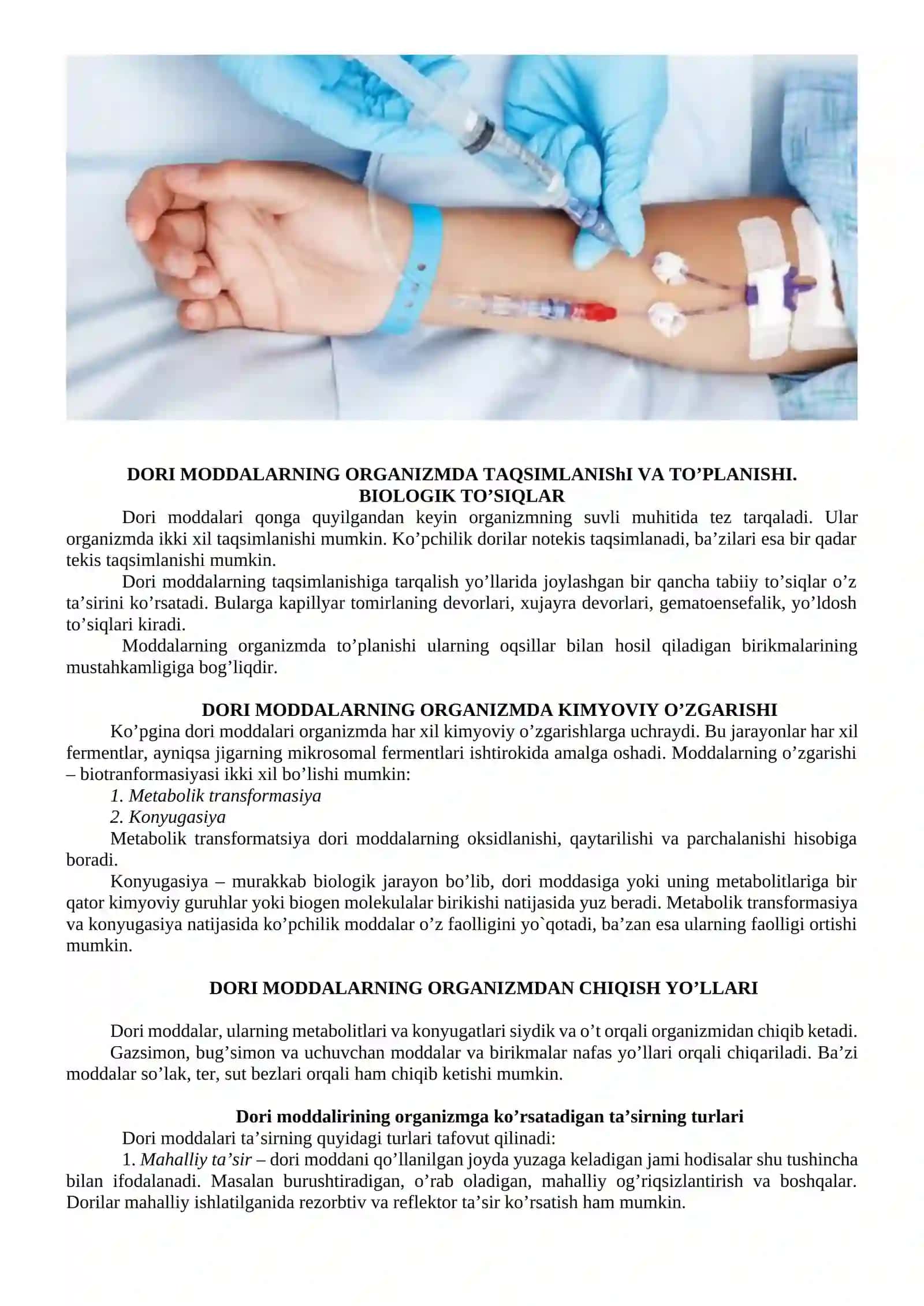 Dori Vositalarni Organizmga Yuborish Yo’llari 2