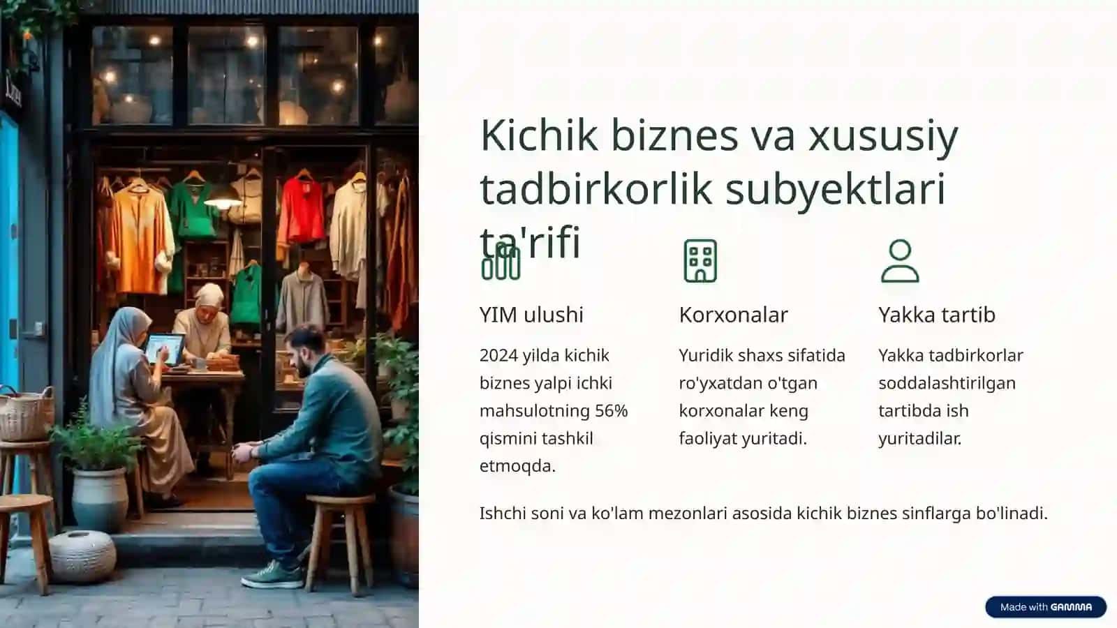 Kichik biznes va xususiy tadbirkorlik: Tashkiliy-huquqiy asoslari 2