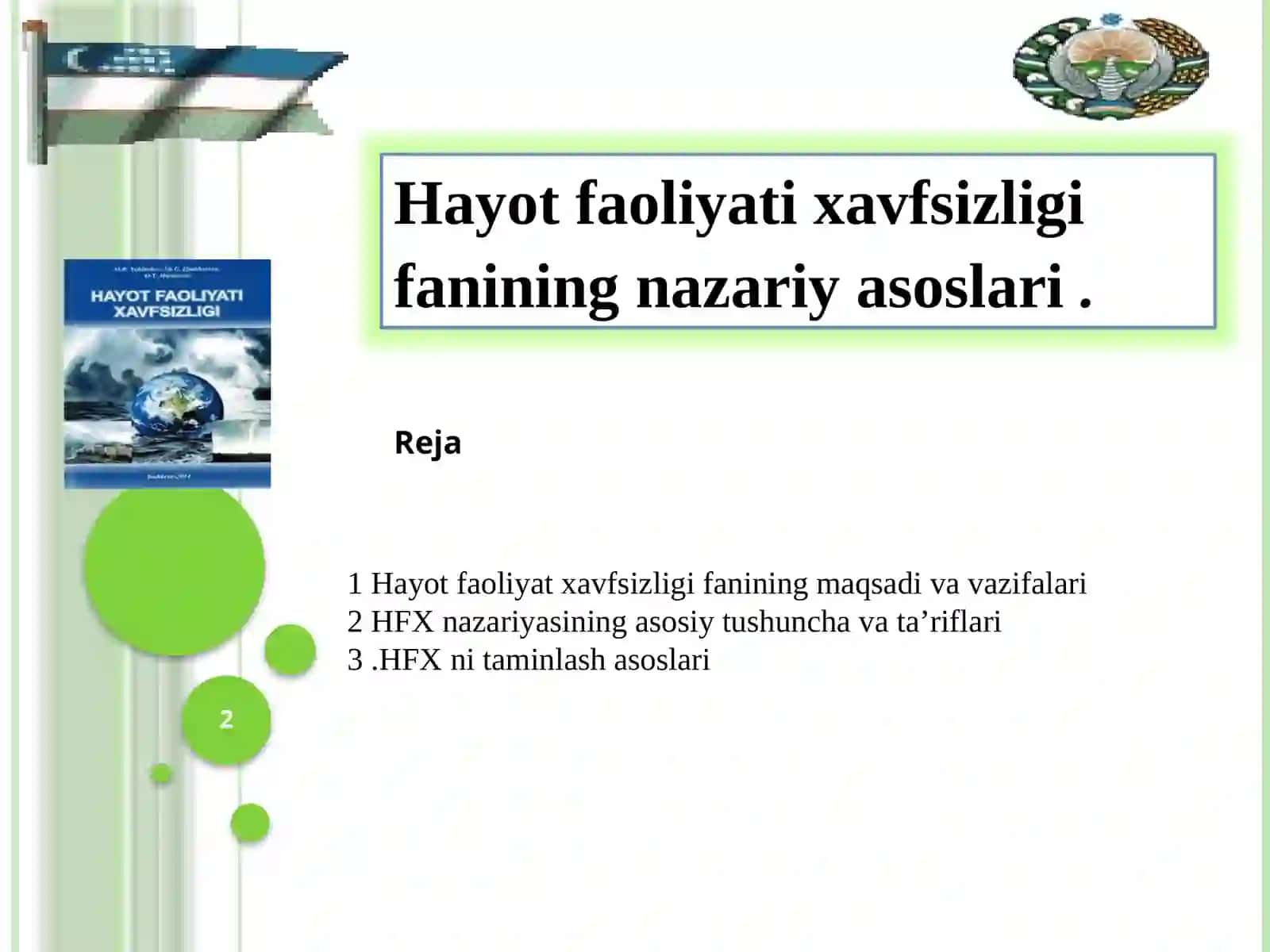Hayot faoliyati xavfsizligi fanining nazariy asoslari 2