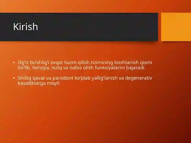 Tish va Og‘iz Bo‘shlig‘i Shilliq Qavati, Parodont Kasalliklari 2