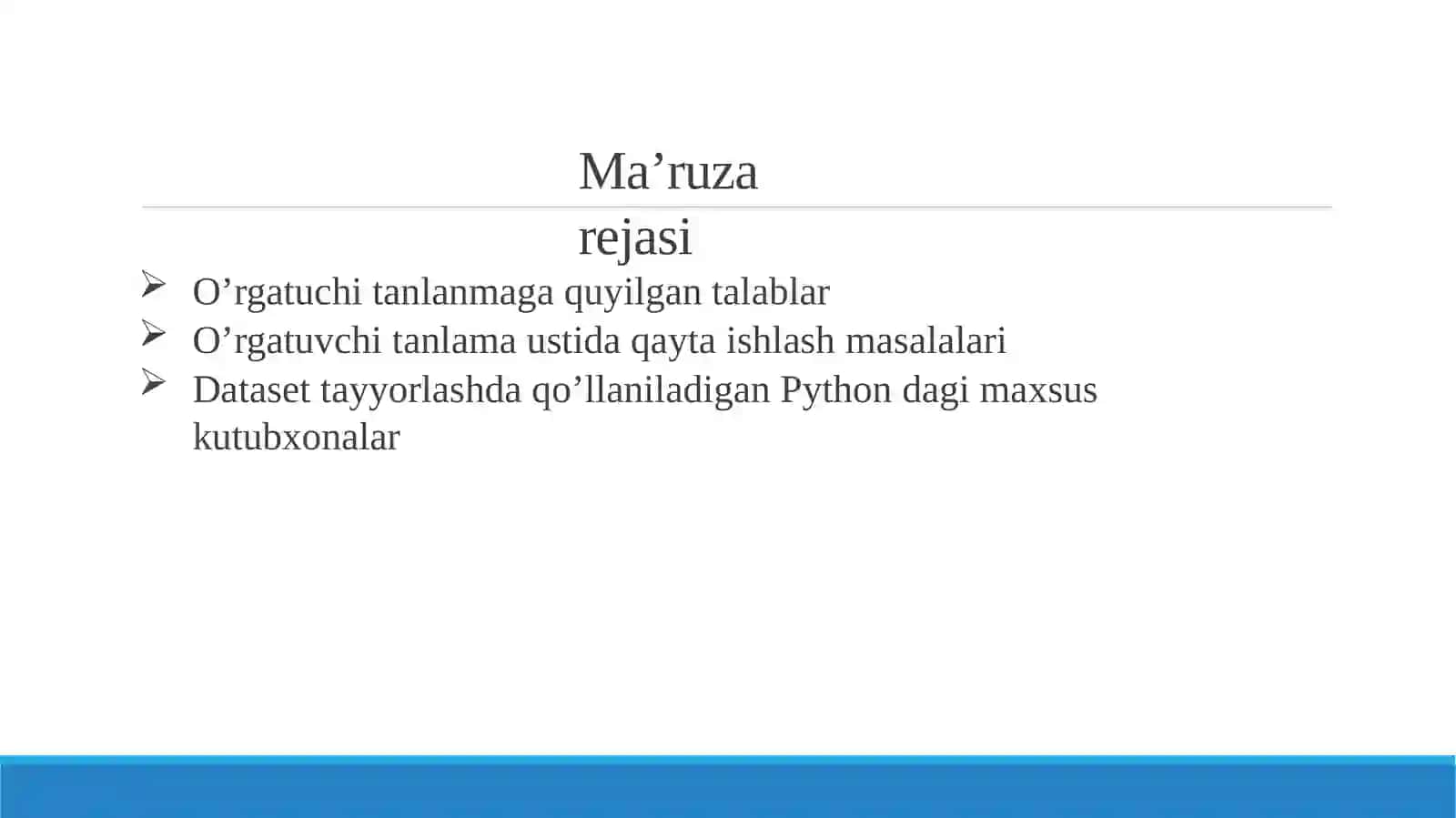 O’rgatuvchi tanlama tayyorlash (Data Preparation for ML) 2