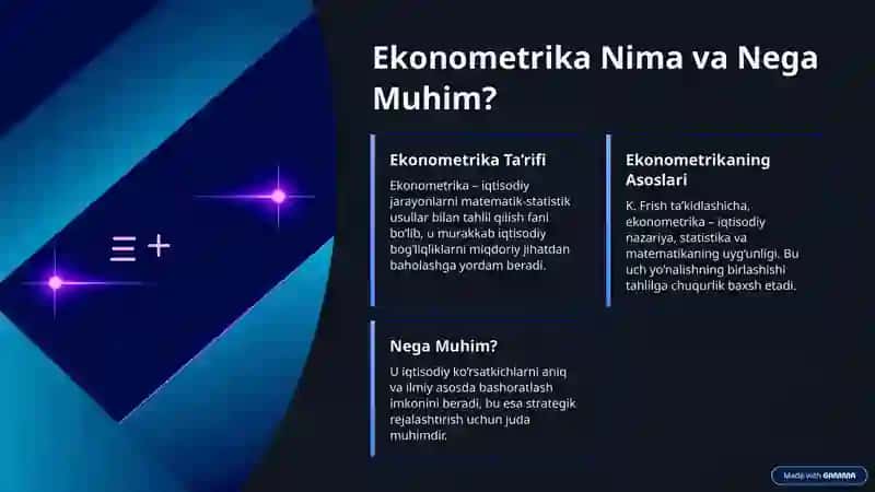 Ekonometrik Modellardan Foydalanish 2