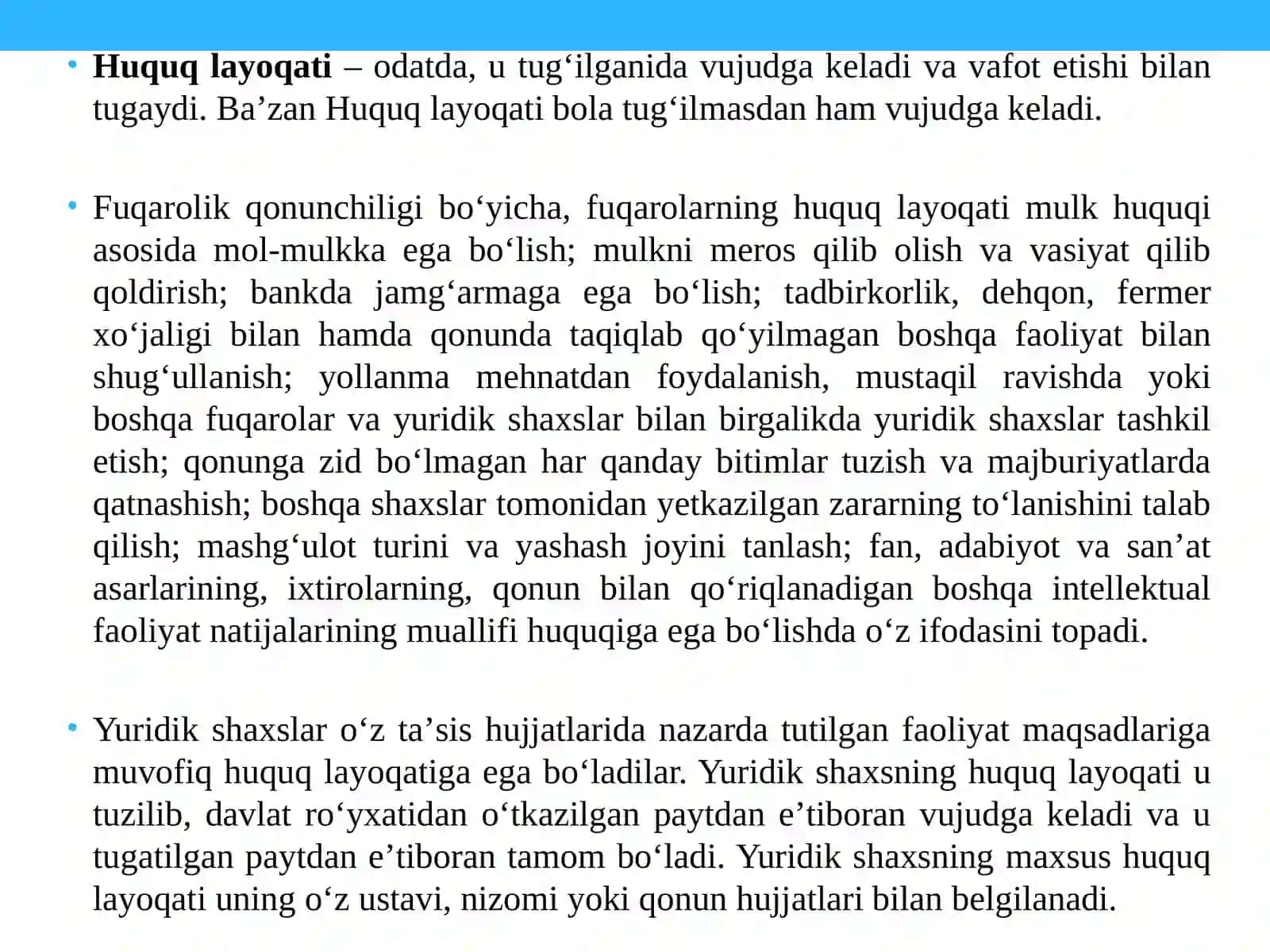Ma'muriy huquq subyektlari: jismoniy va yuridik shaxslar va ma'muriy organlar 2