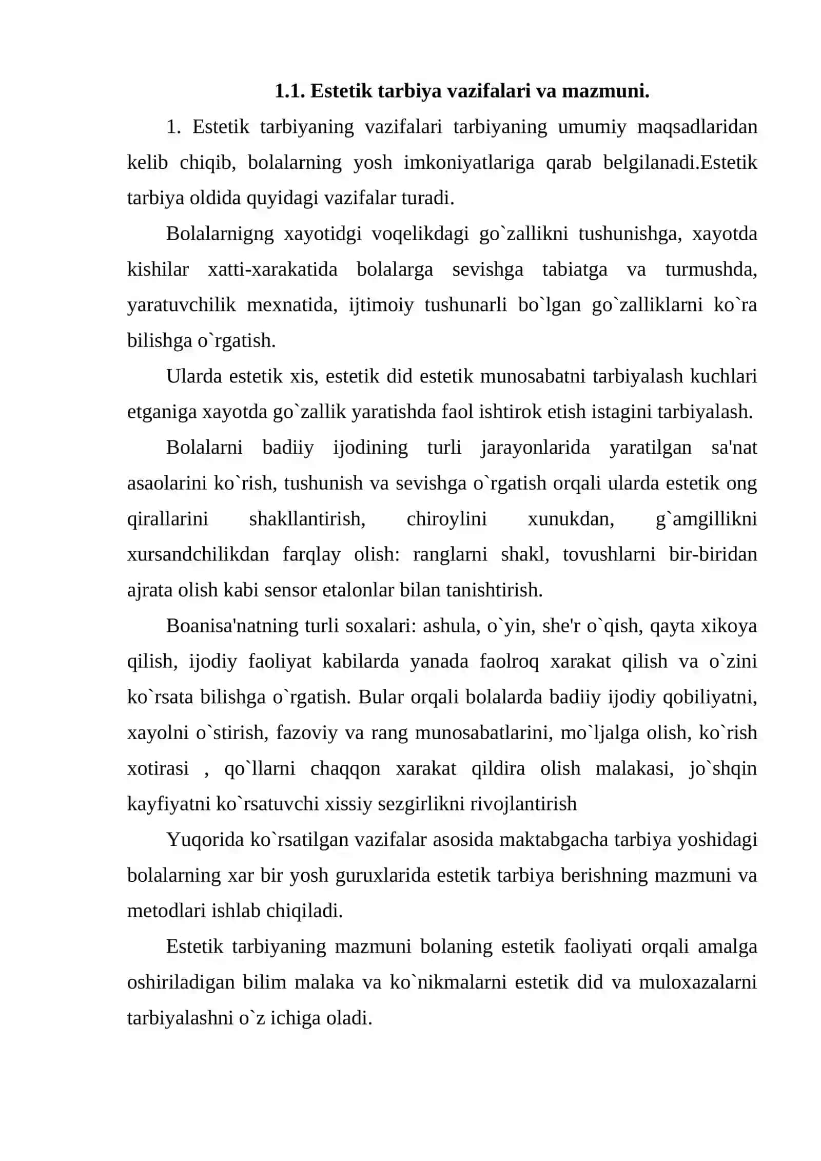 Estetik tarbiyaning vazifalari mazmuni va usullari 2