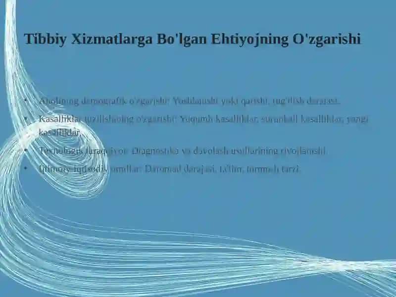Tibbiy Xizmatlarga Bo'lgan Ehtiyojlarni Qondirish: Muammolar va Yechimlar 2