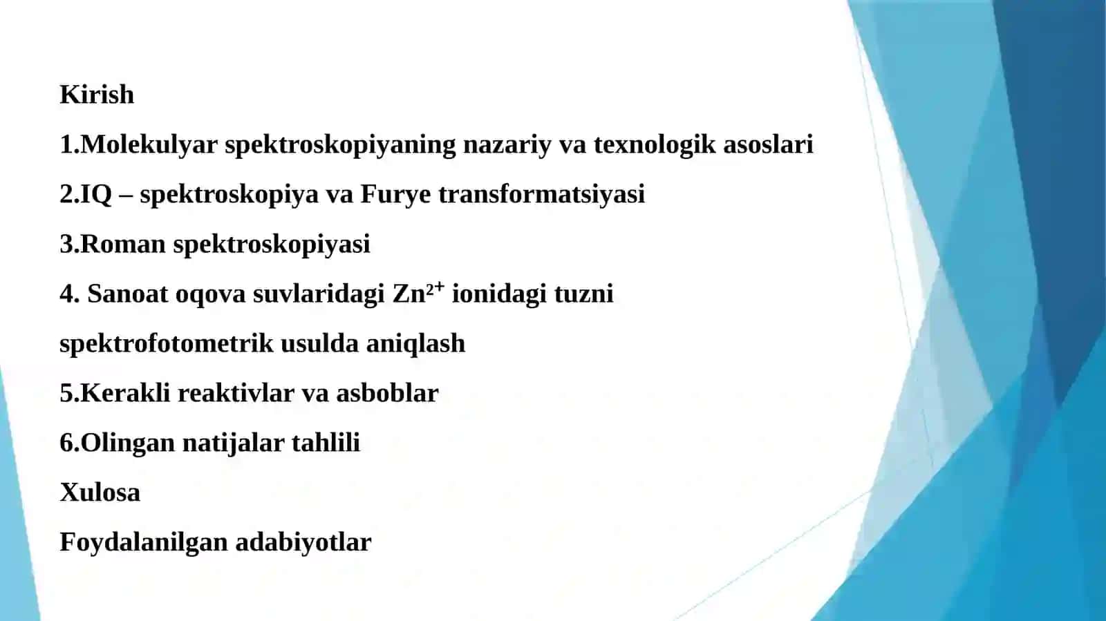 Molekulyarspektroskopiyausullariningsanoatobyektianalizidaishlatilishi 2