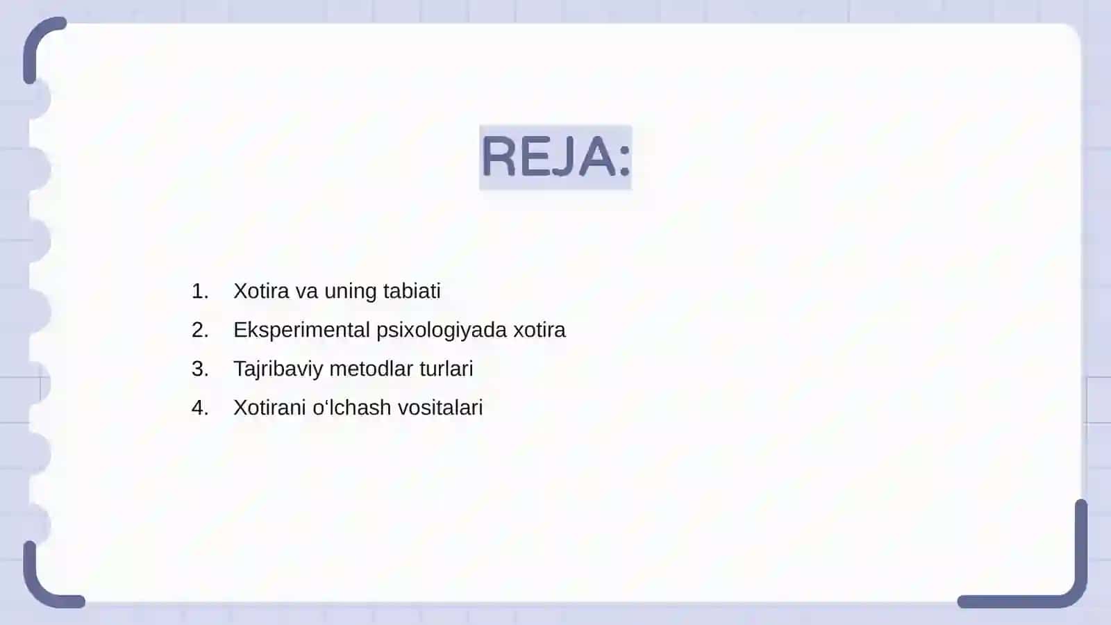 Xotirani eksperimental o'rganish 2
