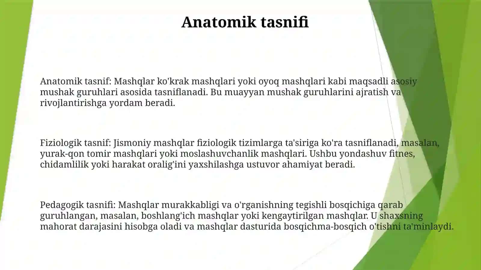 Jismoniy Mashqlarni Pedagogik Klassifikatsiyasi 2