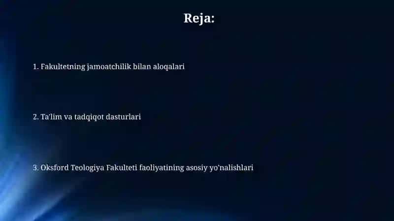 Oxford negizida teologiya fakulteti faoliyati 2