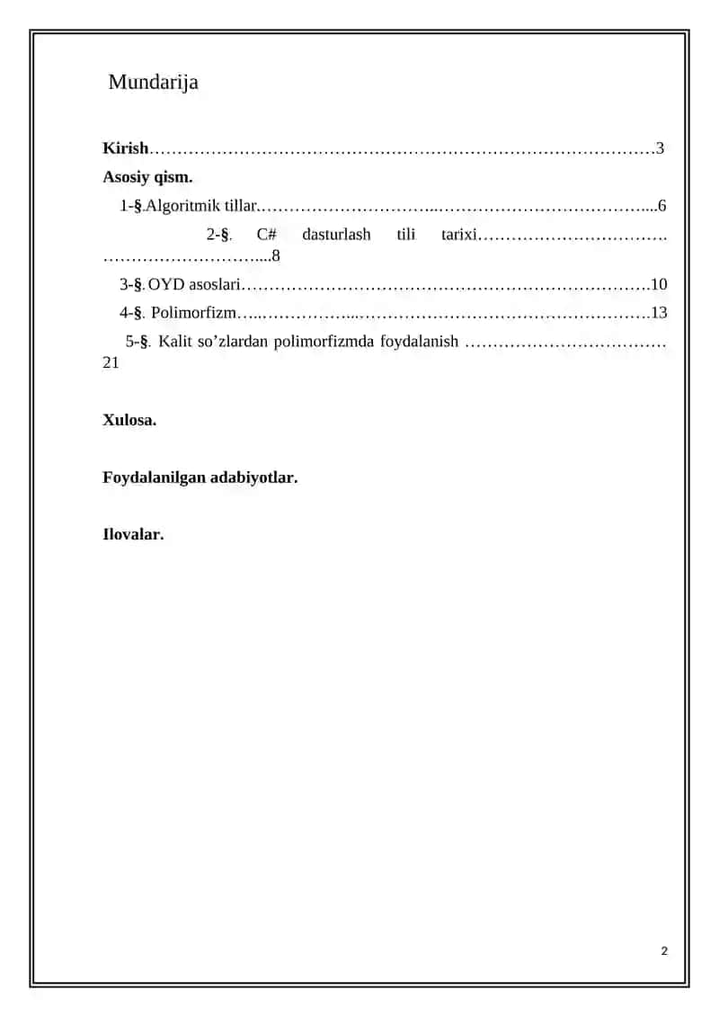C# dasturlash tilida polimorfizm 2