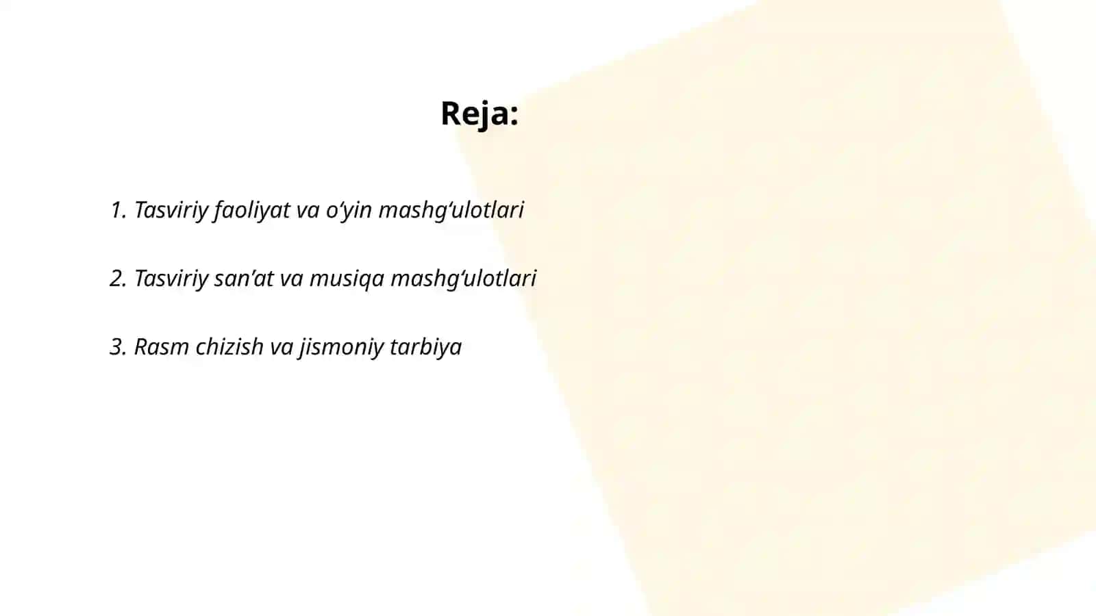 Tasviriy faoliyat va o‘yin mashg‘ulotlari 2