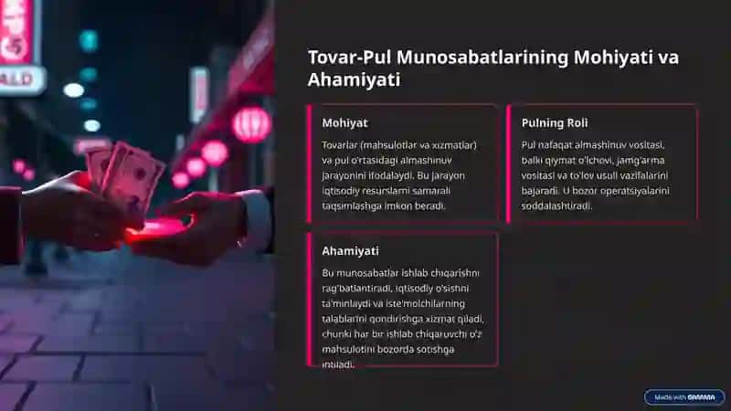 Tovar-Pul Munosabatlari 2