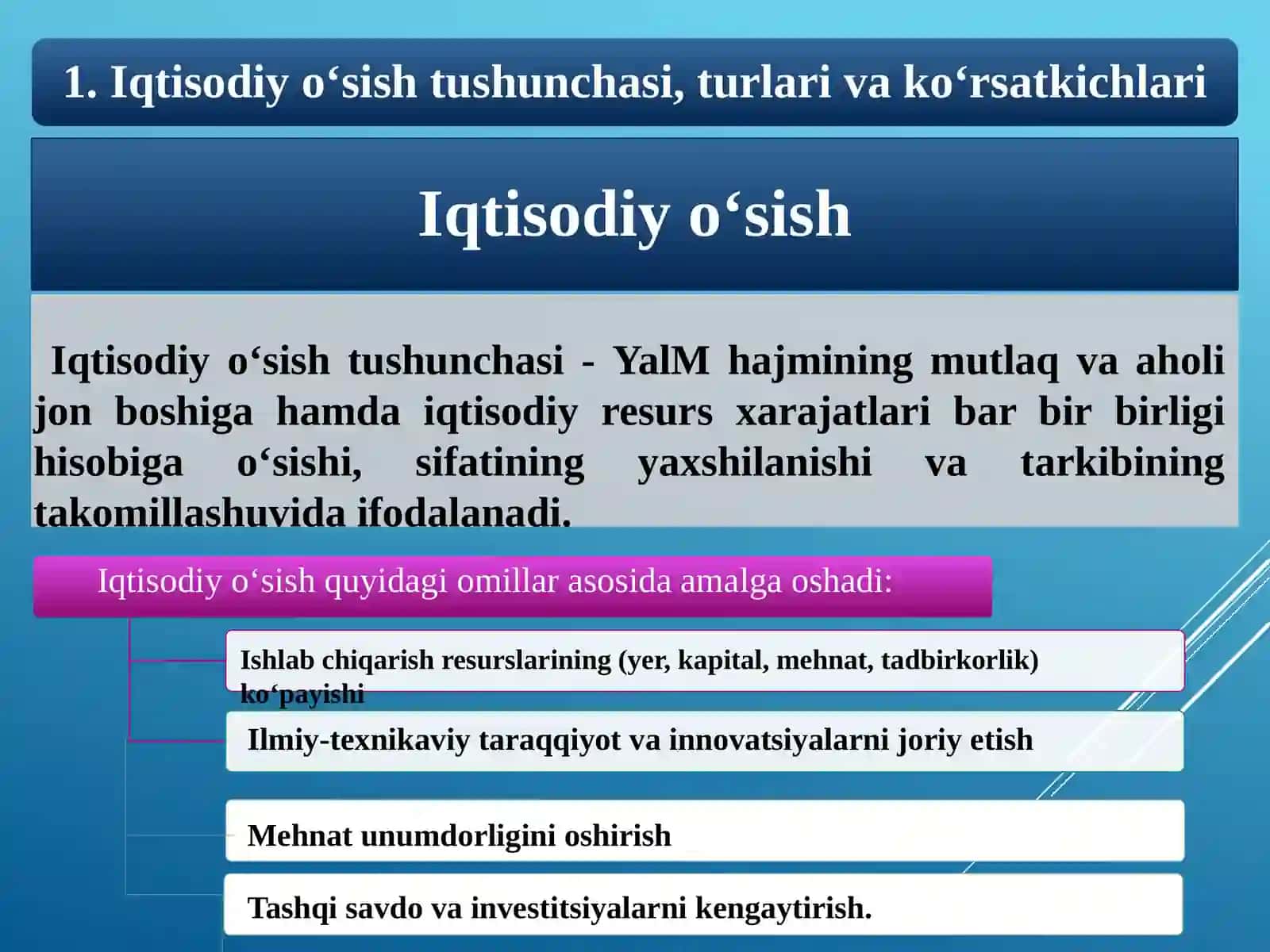 Iqtisodiy o‘sishning umumiy tavsifi va modellari 2
