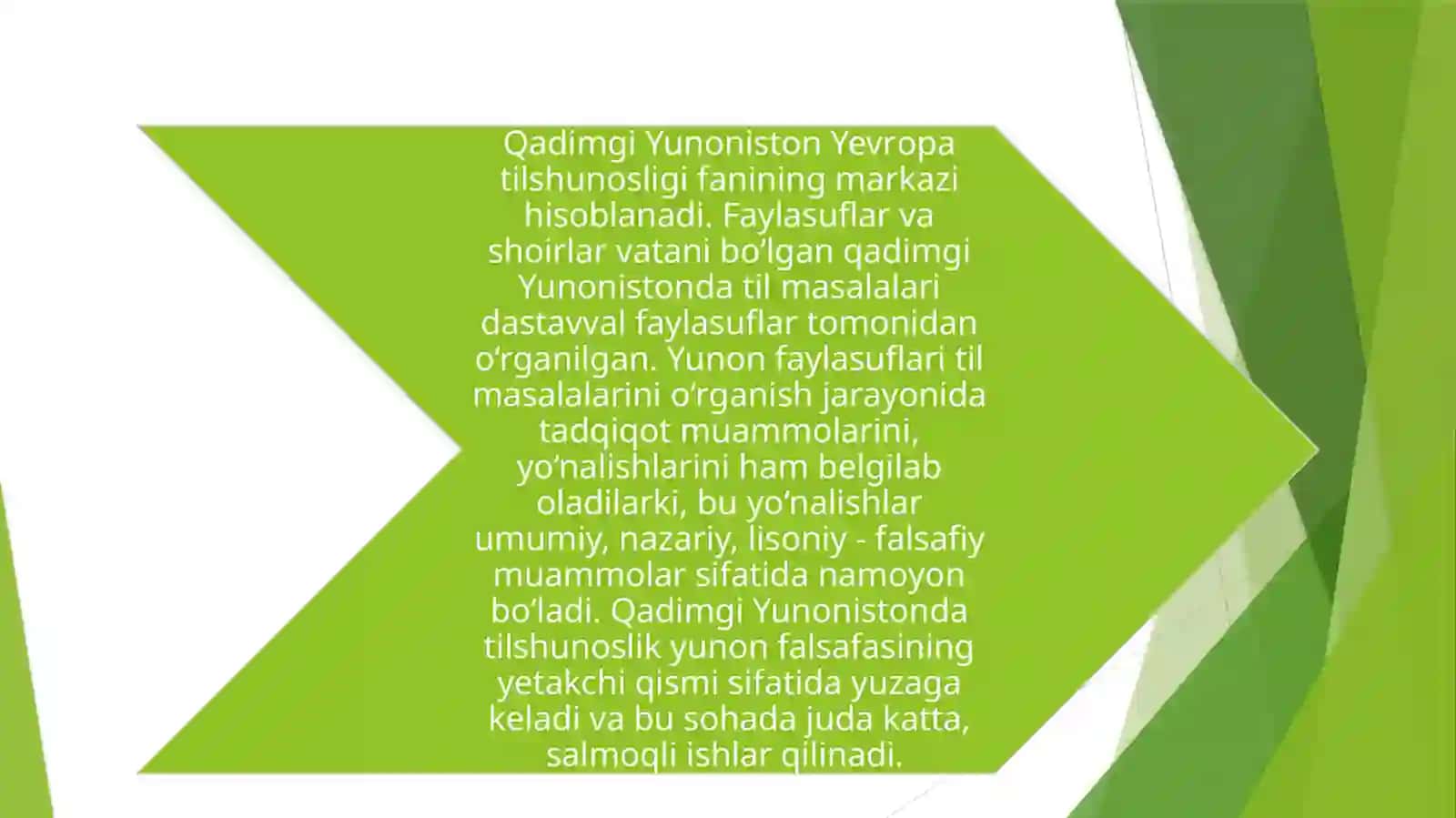 UMUMIY TILSHUNOSLIK FANIMAVZU; QADIMGI YUNON TILSHUNOSLIGI 2