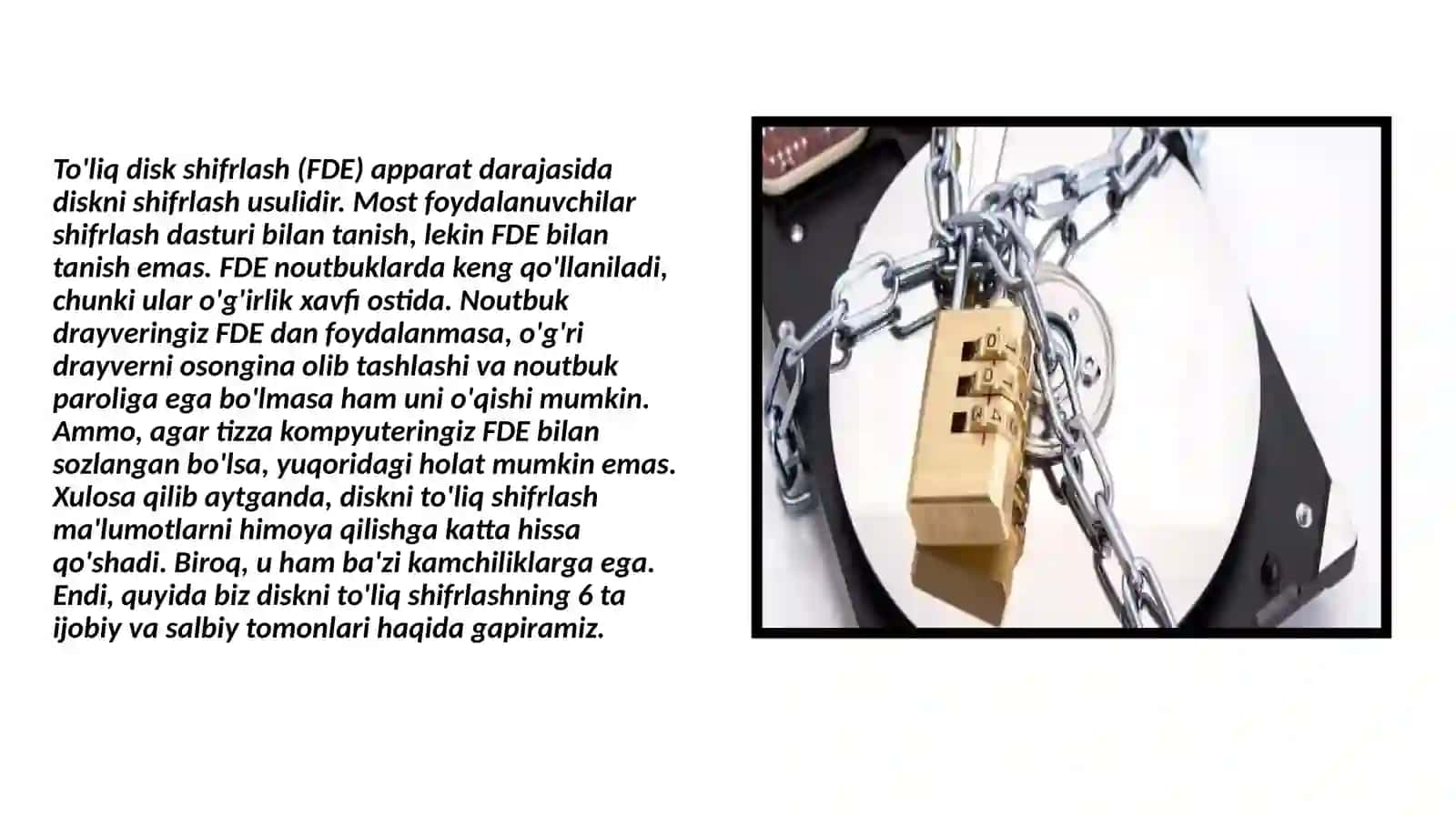DISKDAGI MA’LUMOTLARNI SHIFRLASH 2
