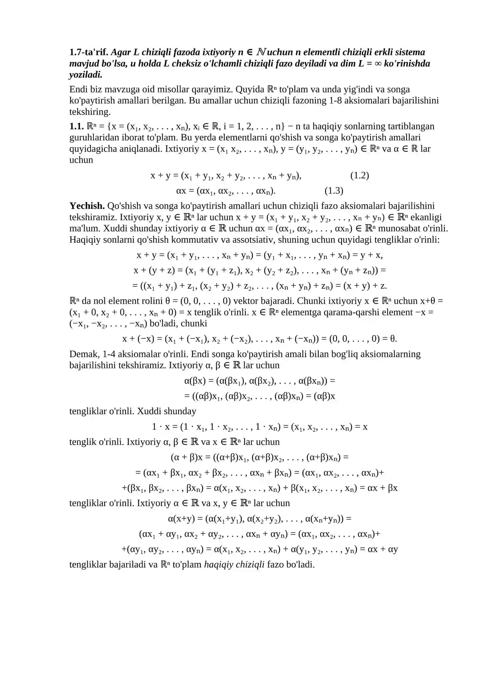 Chiziqli fazolar 2