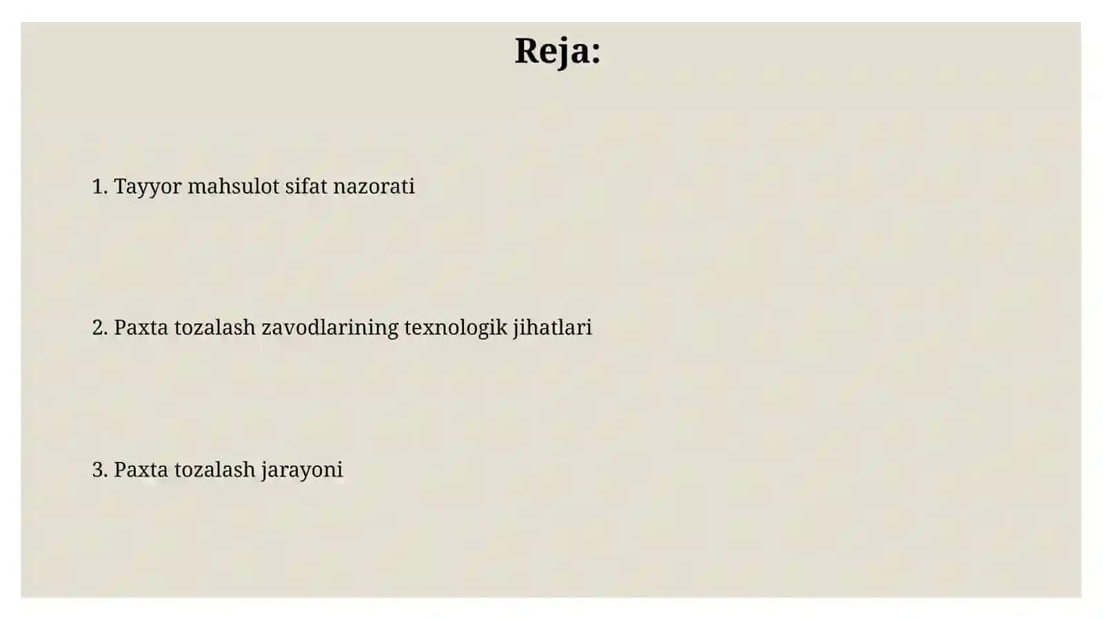 Chet el tozalash paxta korxonalarida tola tozalash texnologik jarayoni 2