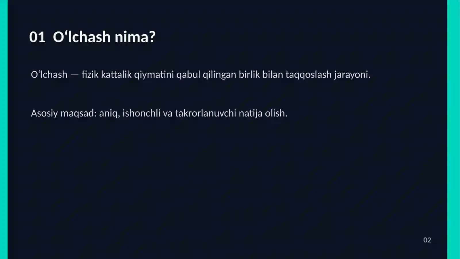 O‘LCHASH VOSITALARI 2